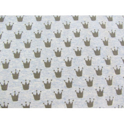 French Terry Sweat - kleine Kronen blau meliert